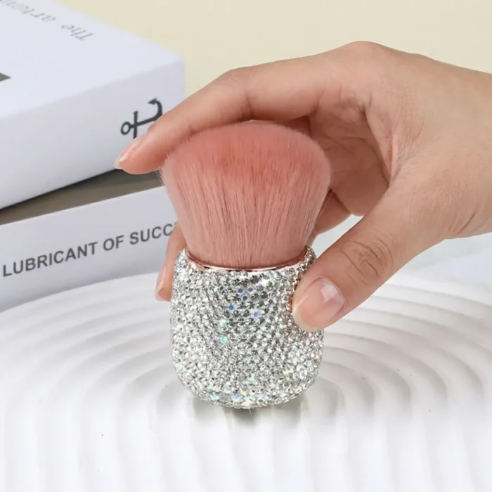 Meem'z luxury nail dust brush style A silver rounded handle for nail workstation in Pakistan