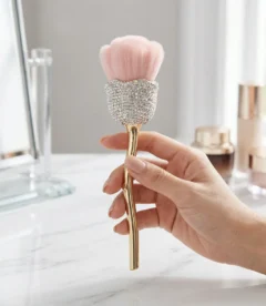 Meem'z luxury nail dust brush style B silver flower handle golden stem for nail workstation in Pakistan