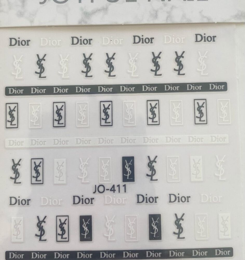 Branded Logo YSL Dior Nail Art Stickers 411