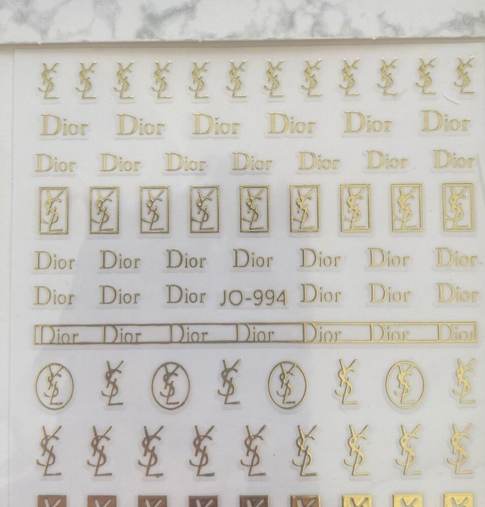 Branded Logo Dior YSL Nail Art Stickers 994