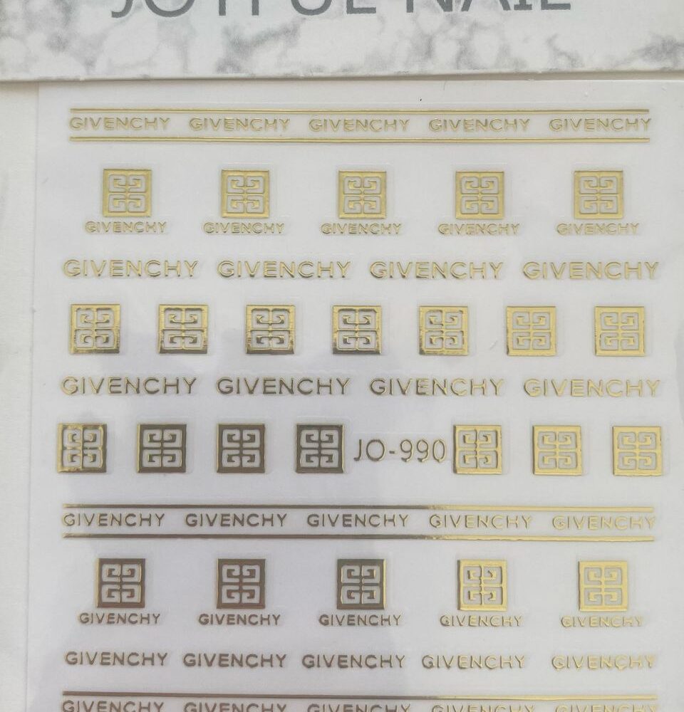 Branded Logo Givenchy Nail Art Stickers 990