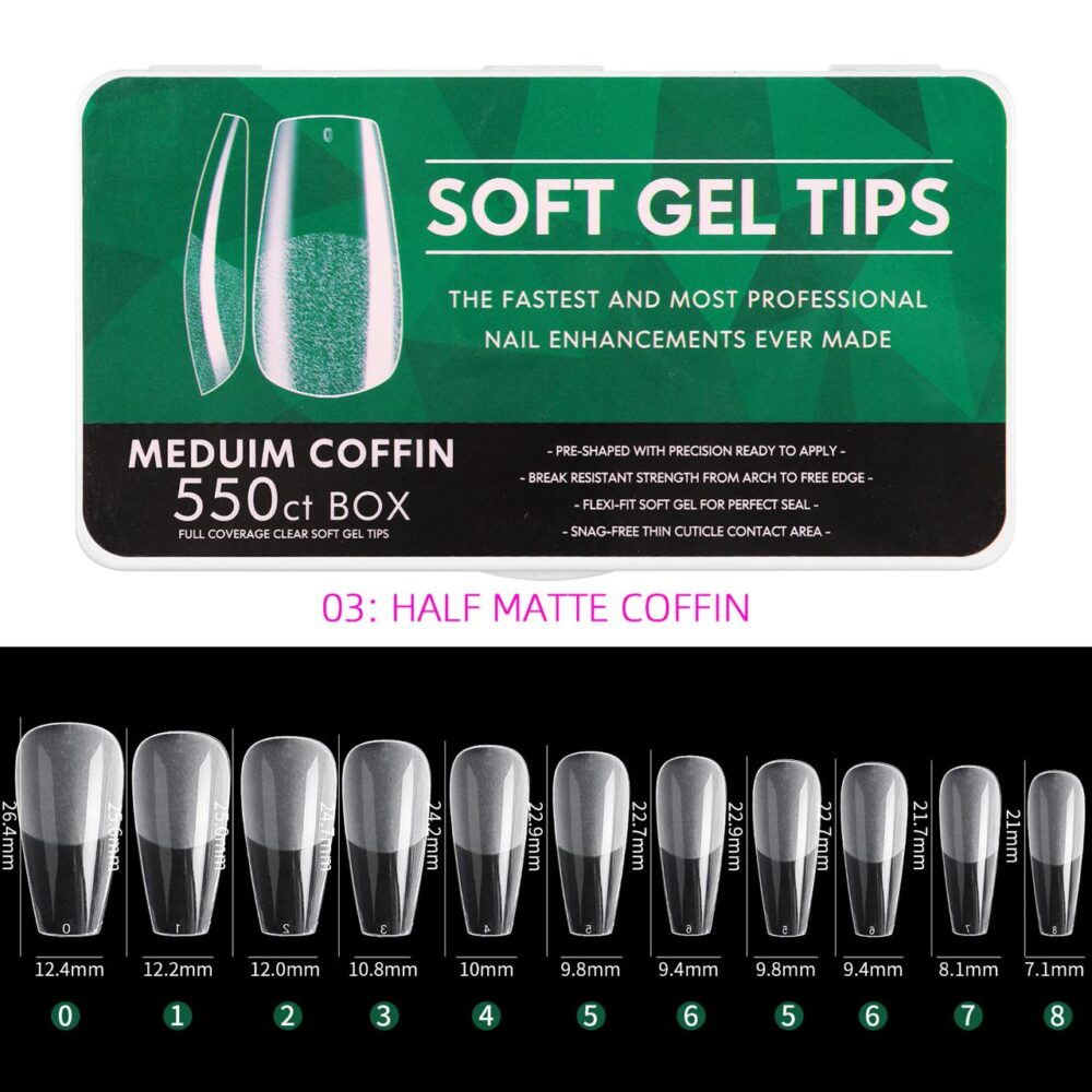 Bismack Soft Gel Nail Tips - Medium Coffin 550pcs (Version A)