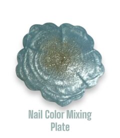 Meem'z Nail Colour Mixing Plate - Steel Blue Teal Flower Design