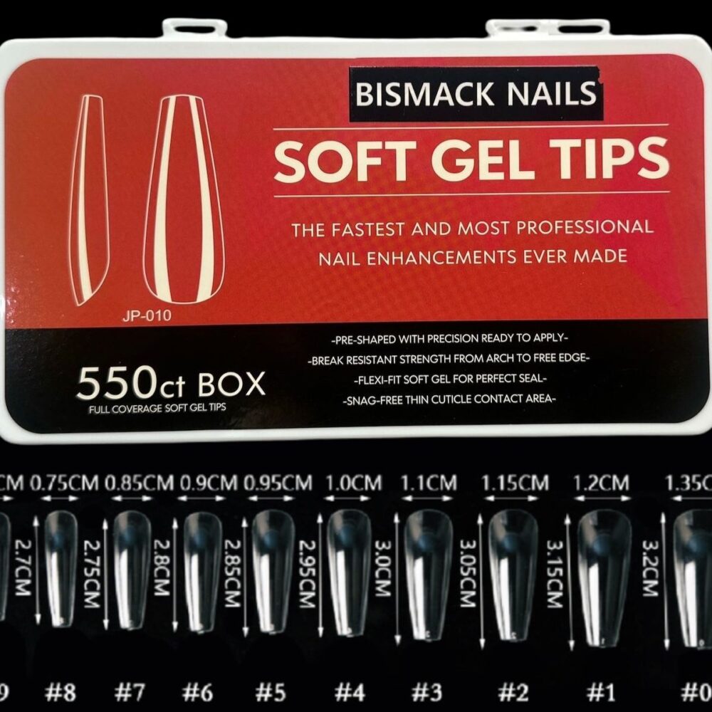 Bismack Soft Gel Nail Tips - Long Coffin 550pcs