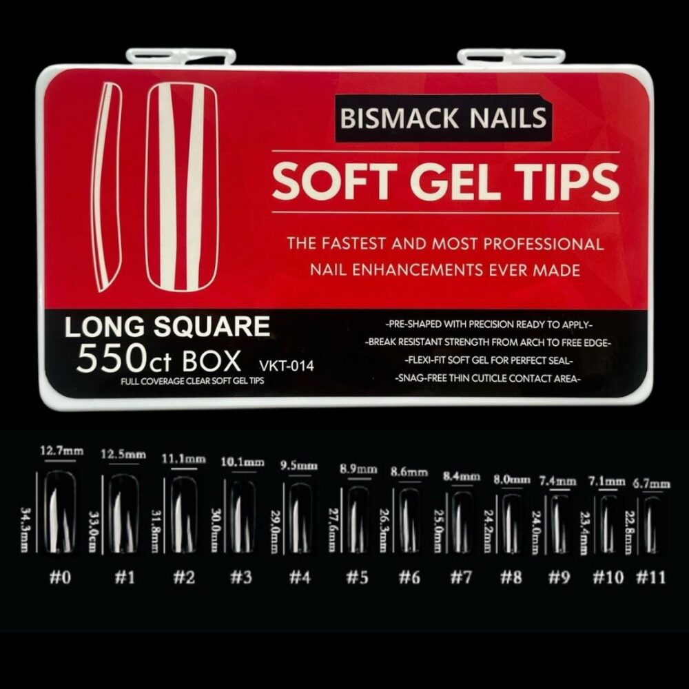 Bismack Soft Gel Nail Tips - Long Square 550pcs