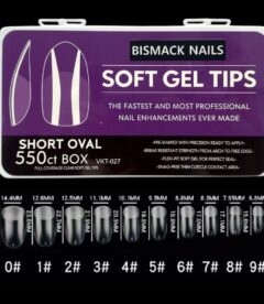 Meem'z Soft Gel Nail Tips - Short Oval Half Buffed 550pcs