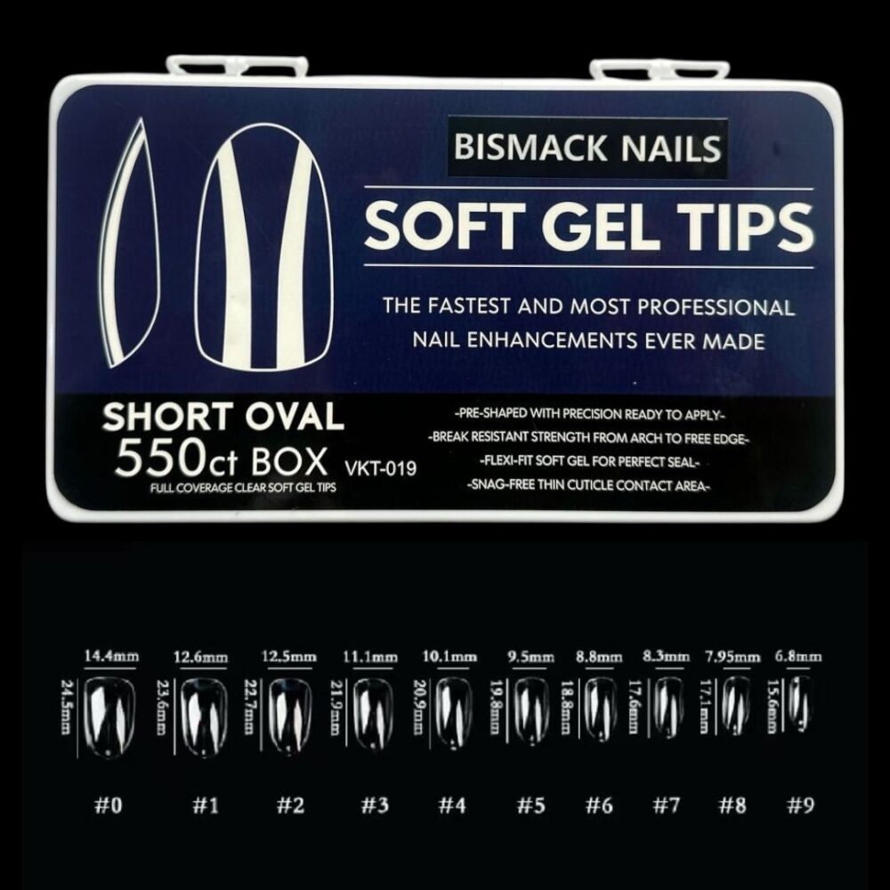 Bismack Soft Gel Nail Tips - Short Oval 550pcs