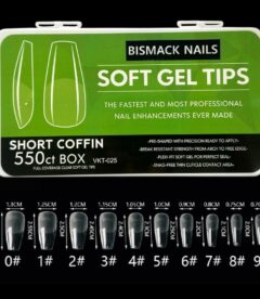 Meem'z Soft Gel Nail Tips - Short Coffin Half Buffed 550pcs