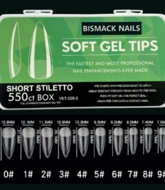 Meem'z Soft Gel Nail Tips - Short Stiletto Half Buffed 550pcs