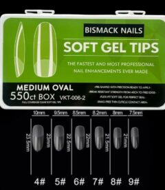Meem'z Soft Gel Nail Tips - Medium Oval Half Buffed 550pcs