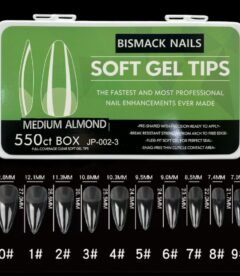 Meem'z Soft Gel Nail Tips - Medium Almond Half Buffed 550pcs (Premium)