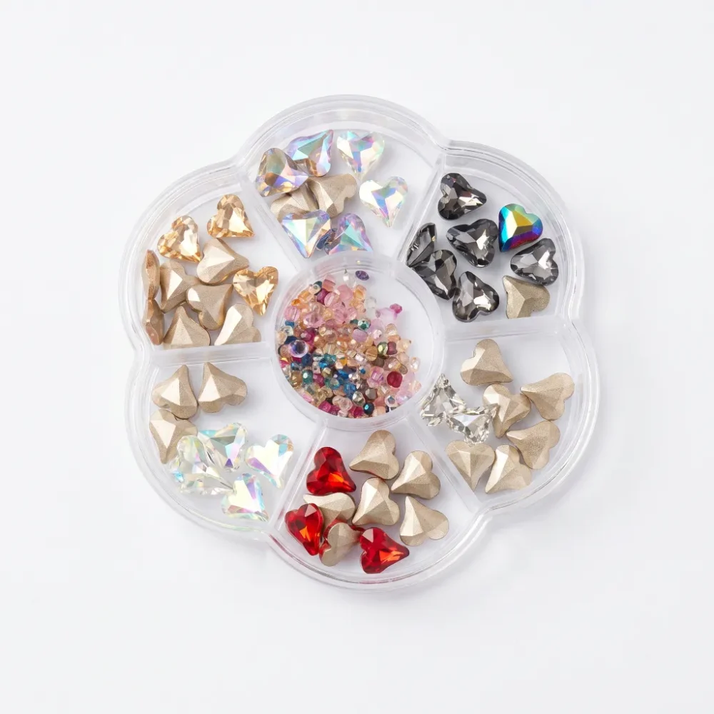 Meem’z Mixed Crystal Heart and Diamond Rhinestone Wheel showing 7 compartments with AB aurora red grey and champagne rhinestones Meem'z Mixed Crystal Heart and Diamond Rhinestone Wheel showing 7 compartments with AB aurora red grey and champagne rhinestones