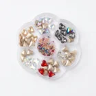 Meem'z Mixed Crystal Heart and Diamond Rhinestone Wheel showing 7 compartments with AB aurora red grey and champagne rhinestones