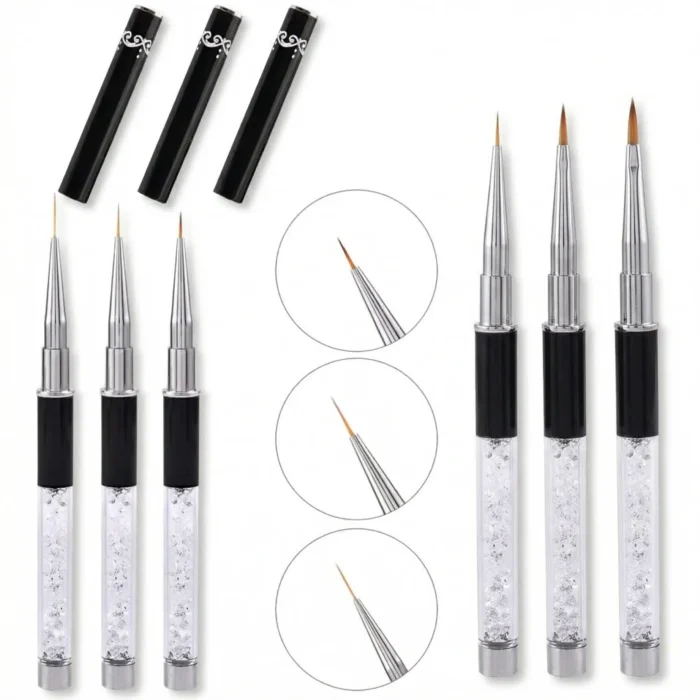 Meem'z detail nail art brush set 3 pieces 6mm 9mm 12mm for professional nail art in Pakistan Meem'z detail nail art brush set 3 pieces 6mm 9mm 12mm for professional nail art in Pakistan