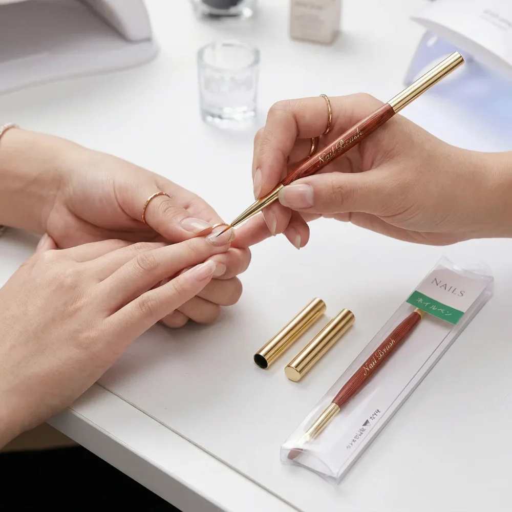 Meem'z 9mm double sided gel application brush for professional nail services in Pakistan