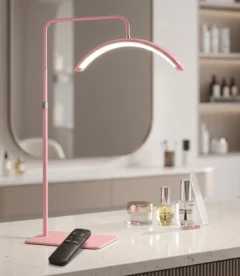 Meem'z half moon UV LED nail lamp with adjustable stand in pink for salon use in Pakistan