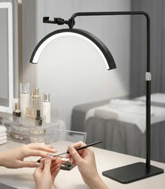 Meem'z half moon UV LED nail lamp with adjustable stand in black for salon use in Pakistan