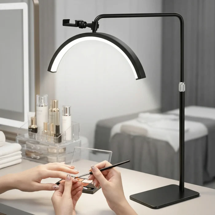 Meem'z half moon UV LED nail lamp with adjustable stand in black for salon use in Pakistan