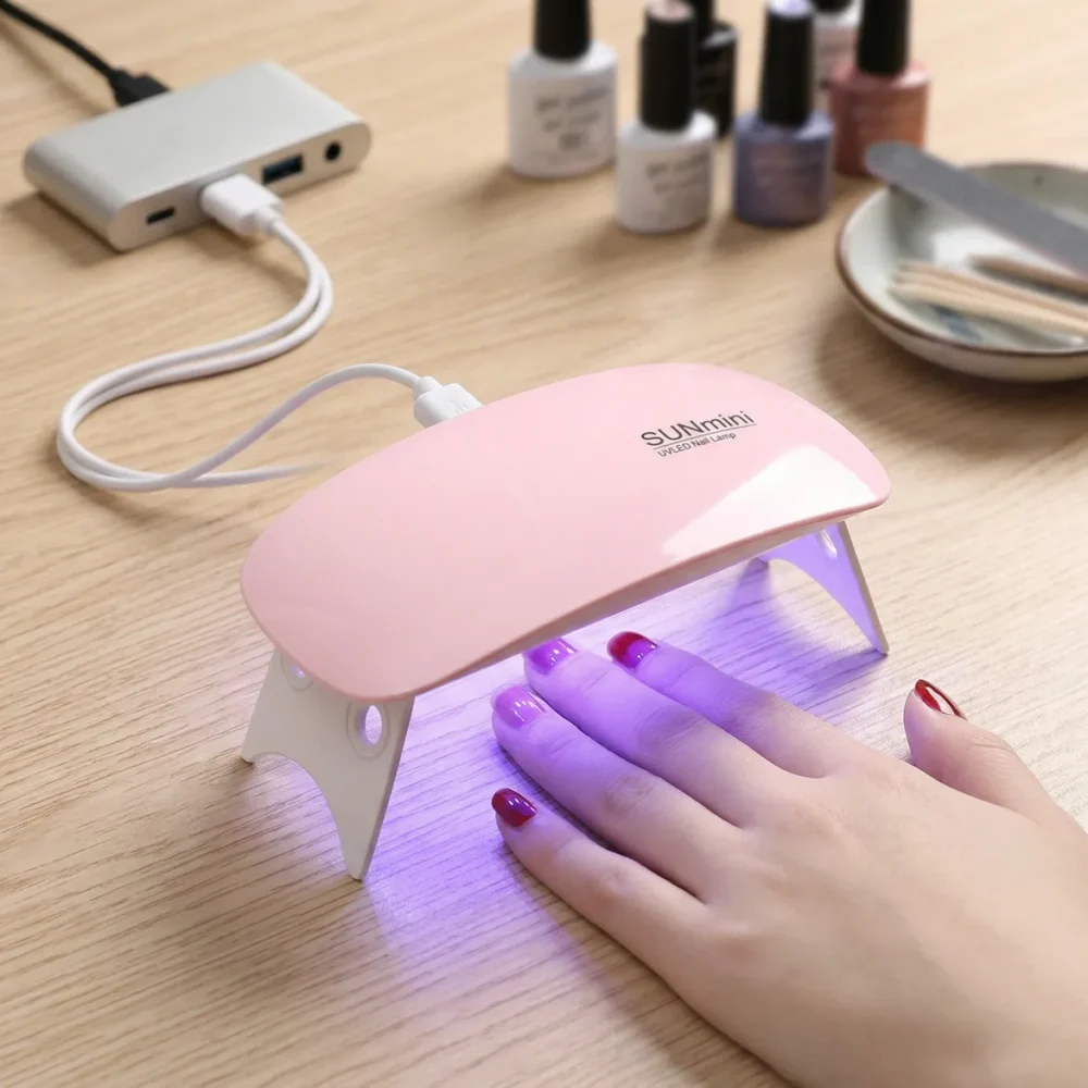 Sun portable mini 6W UV LED rechargeable nail lamp 6 lights for home nail use in Pakistan
