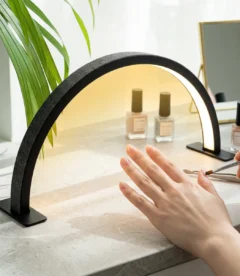 Meem'z 25W half moon LED nail art table lamp for salon and home nail workstation in Pakistan