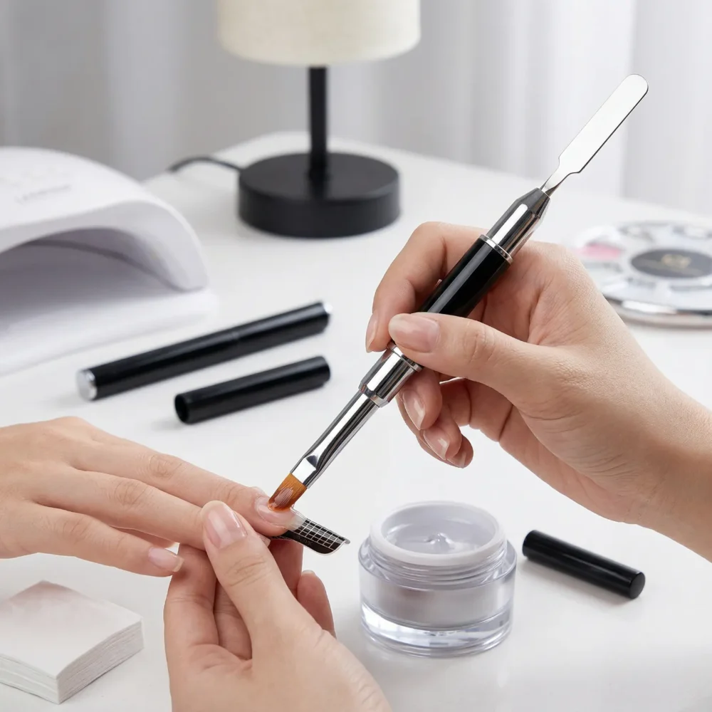 Meem’z dual sided polygel and gel applicator brush for nail extensions in Pakistan Meem'z dual sided polygel and gel applicator brush for nail extensions in Pakistan