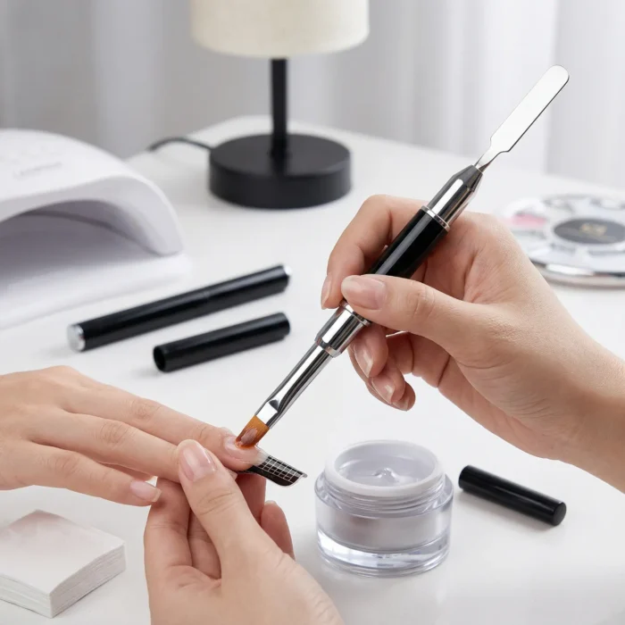 Meem'z dual sided polygel and gel applicator brush for nail extensions in Pakistan