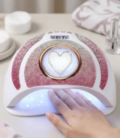 SUN YC57E 268W luxury UV LED nail lamp pink and silver premium design for salon use in Pakistan