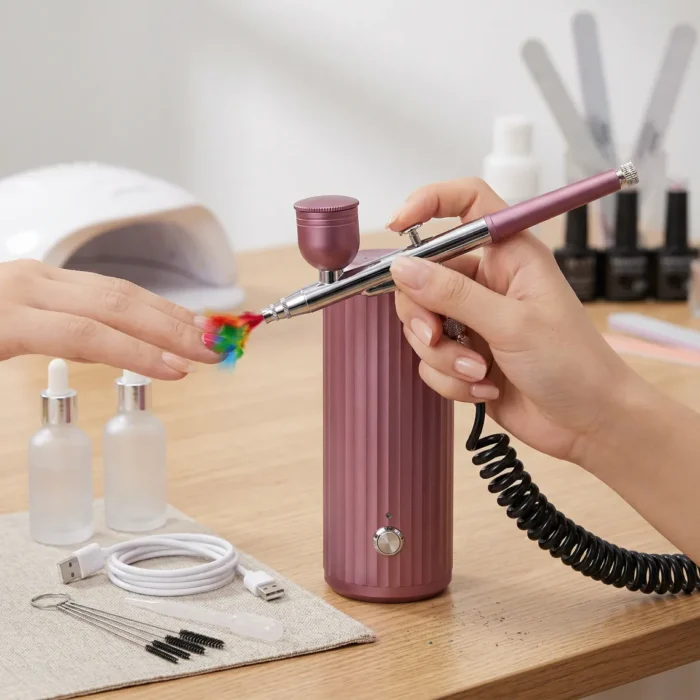Meem'z cordless nail art airbrush kit with compressor for professional nail designs in Pakistan Meem'z cordless nail art airbrush kit with compressor for professional nail designs in Pakistan