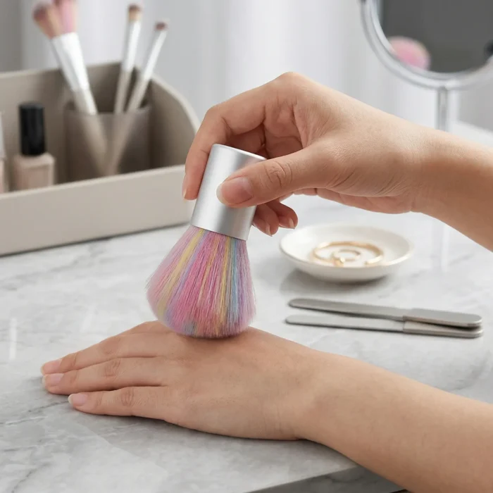Meem'z small nail dust brush compact for nail technicians in Pakistan