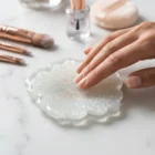 Meem'z nail colour mixing plate silver shimmer holographic concave bowl handmade resin 2.5 inch in Pakistan