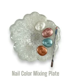 Meem'z nail colour mixing plate silver shimmer holographic concave bowl handmade resin 2.5 inch in Pakistan
