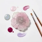Meem'z nail colour mixing plate lavender purple with gold foil flakes handmade resin 2.5 inch in Pakistan