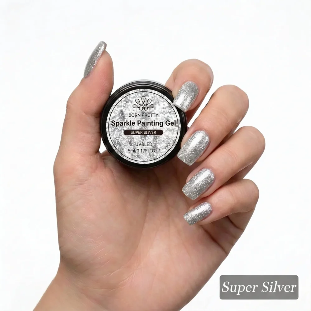 Born Pretty Sparkle Painting Gel 5ml - Super Silver