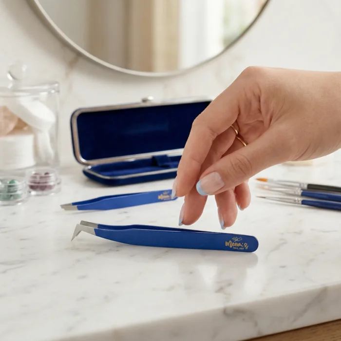 Meem'z angled lash extension tweezer for classic lash application and inner corners in Pakistan