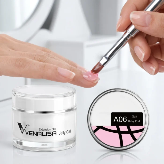Venalisa hard jelly extension builder gel baby pink A06 for feminine nail extensions in Pakistan