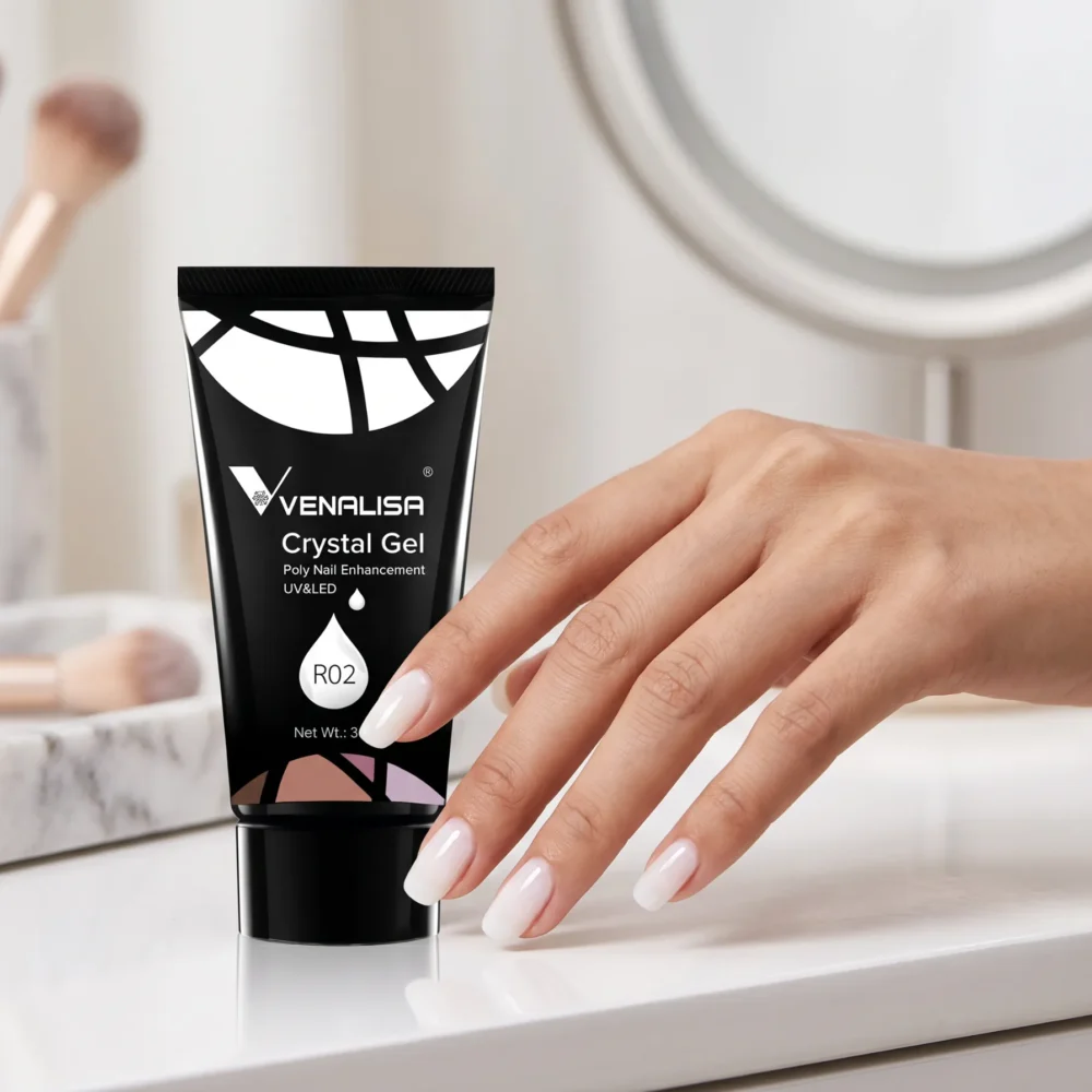 Venalisa crystal gel polygel 30g white R02 for French tip nail extensions in Pakistan