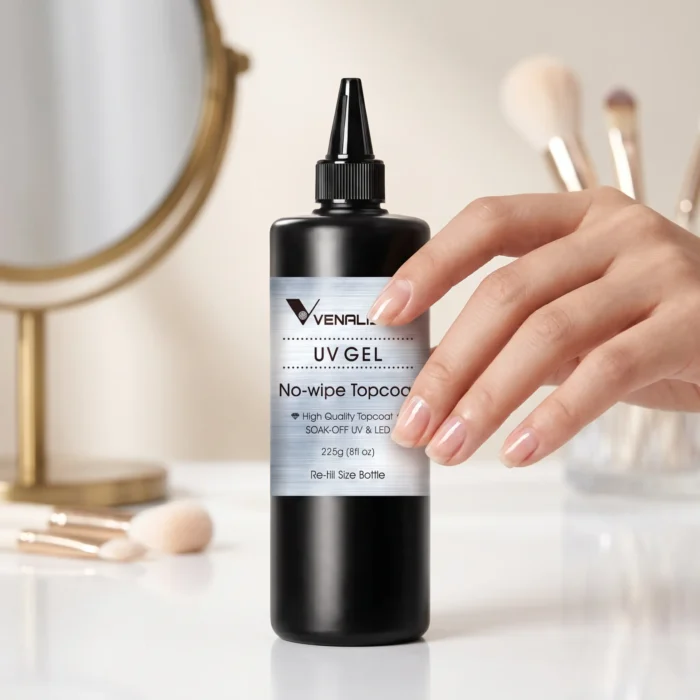 Venalisa no-wipe UV gel top coat 225g bulk professional size TPO free HEMA free for high volume salons in Pakistan