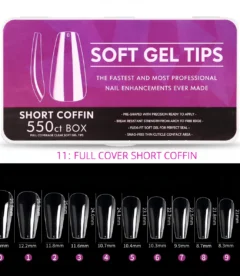 Meem'z Soft Gel Nail Tips - Short Coffin 550pcs