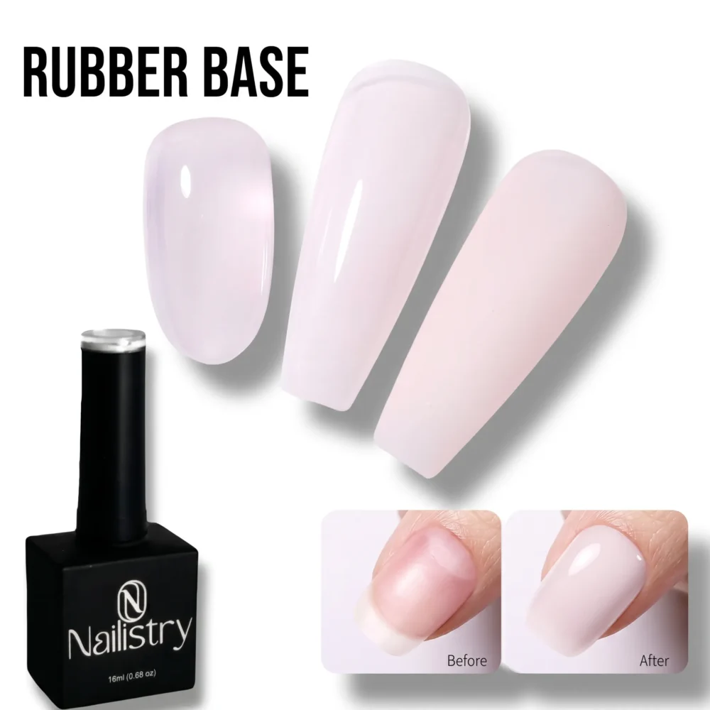 Nailistry rubber base gel natural pink 18ml tinted flexible base exclusively in Pakistan