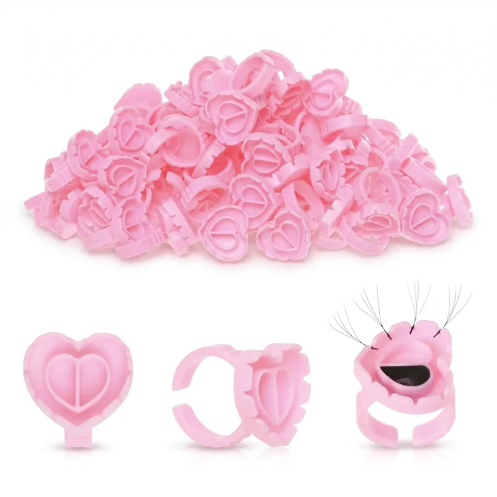 Meem'z heart shape lash glue rings disposable finger holder for lash extension application in Pakistan