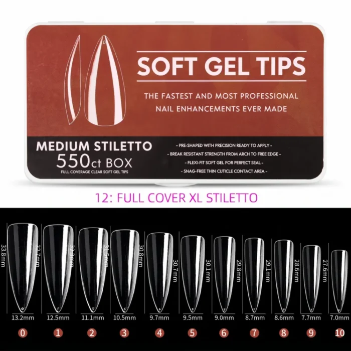 Meem'z soft gel nail tips medium stiletto 550pcs flexible for Gel X extensions in Pakistan Meem'z soft gel nail tips medium stiletto 550pcs flexible for Gel X extensions in Pakistan