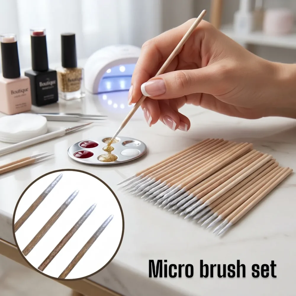Meem'z micro applicator brush set with wooden cleaning sticks for lash extension application in Pakistan