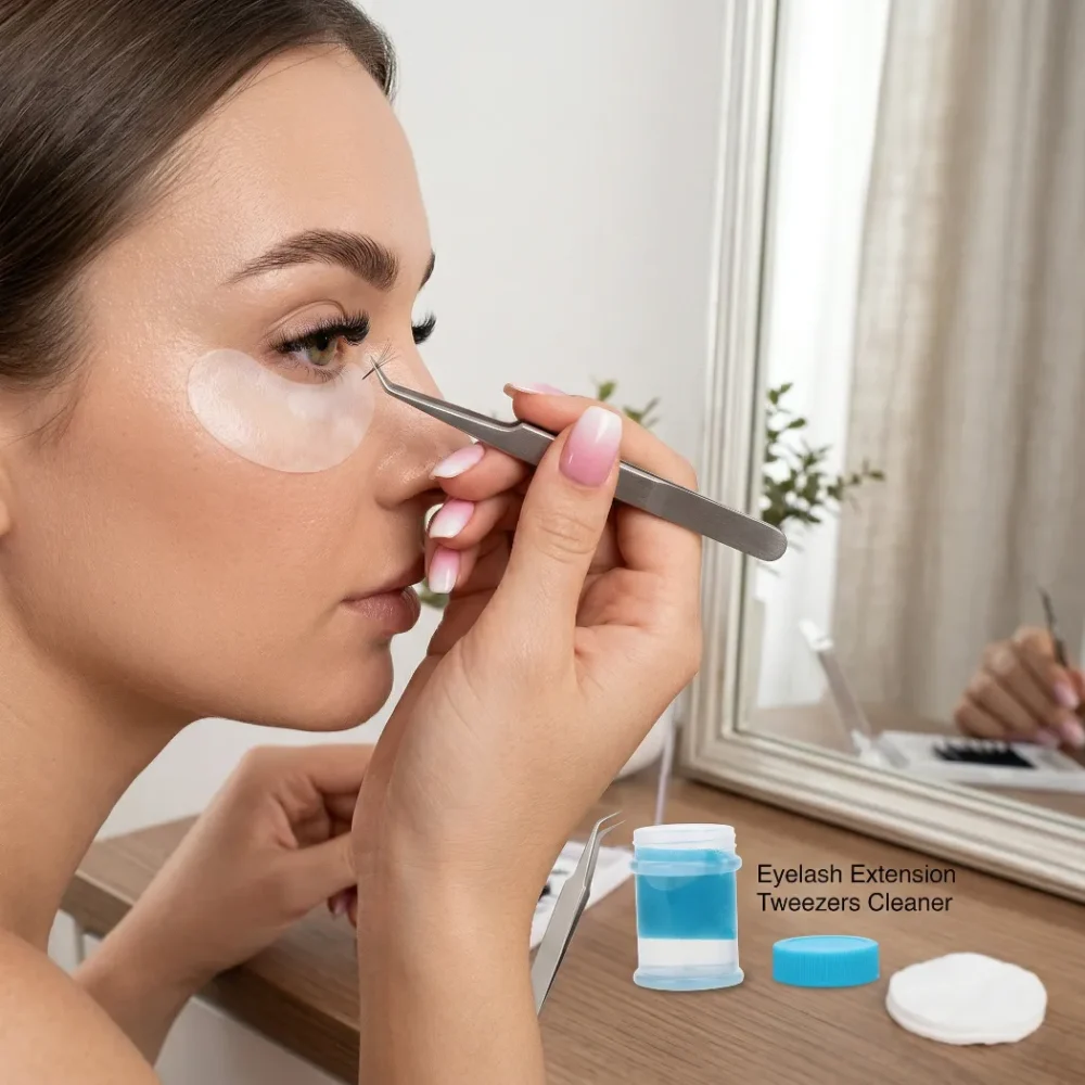 Meem'z lash extension tool and tweezer cleaner for removing adhesive residue in Pakistan