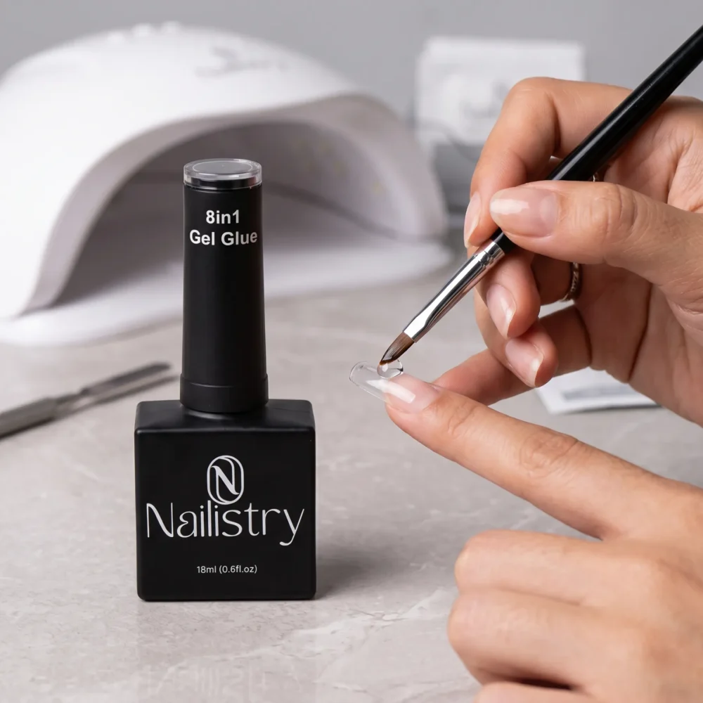 Nailistry 8-in-1 gel X multi-purpose gel base coat glue builder exclusively in Pakistan