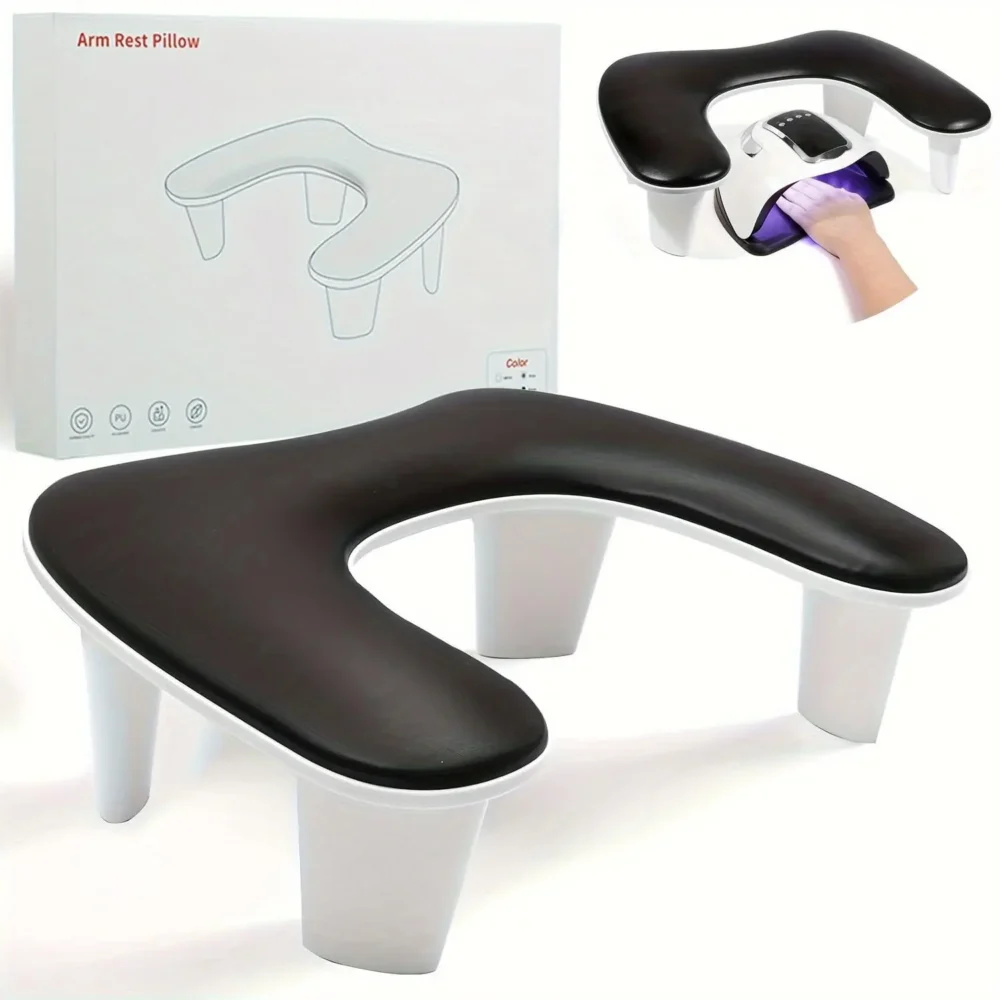 Meem'z U-Shaped Nail Art Arm Rest Pillow with Built-In Lamp - Black