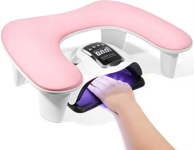 Meem'z U-Shaped Nail Art Arm Rest Pillow with Built-In Lamp - Pink