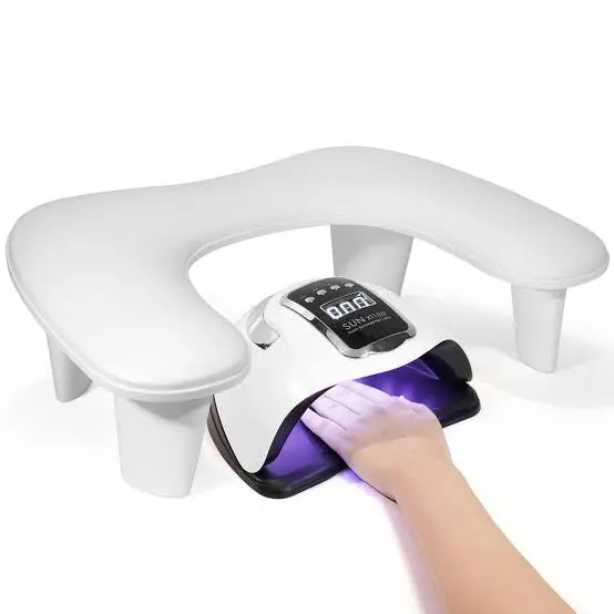 Meem'z U-Shaped Nail Art Arm Rest Pillow with Built-In Lamp - White