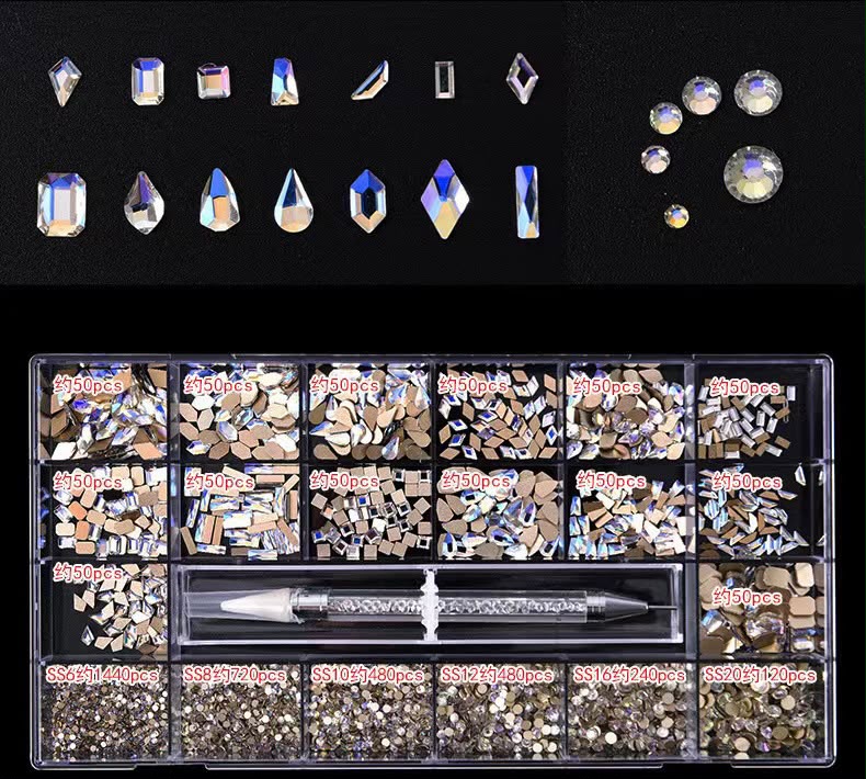 Swarovski Crystal stones for nail art - Aurora Silver
