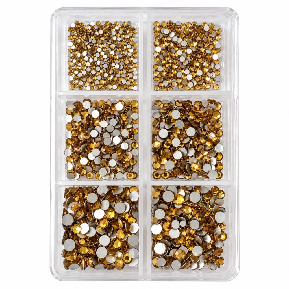 Swarovski Crystals Stones - 6 grid box Champagne