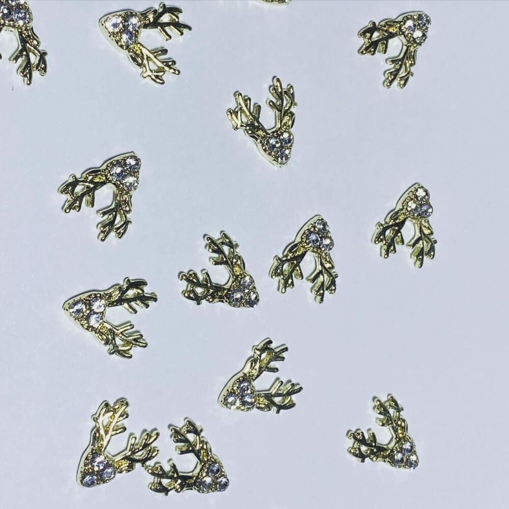 Golden Reindeer Nail Charms - 051